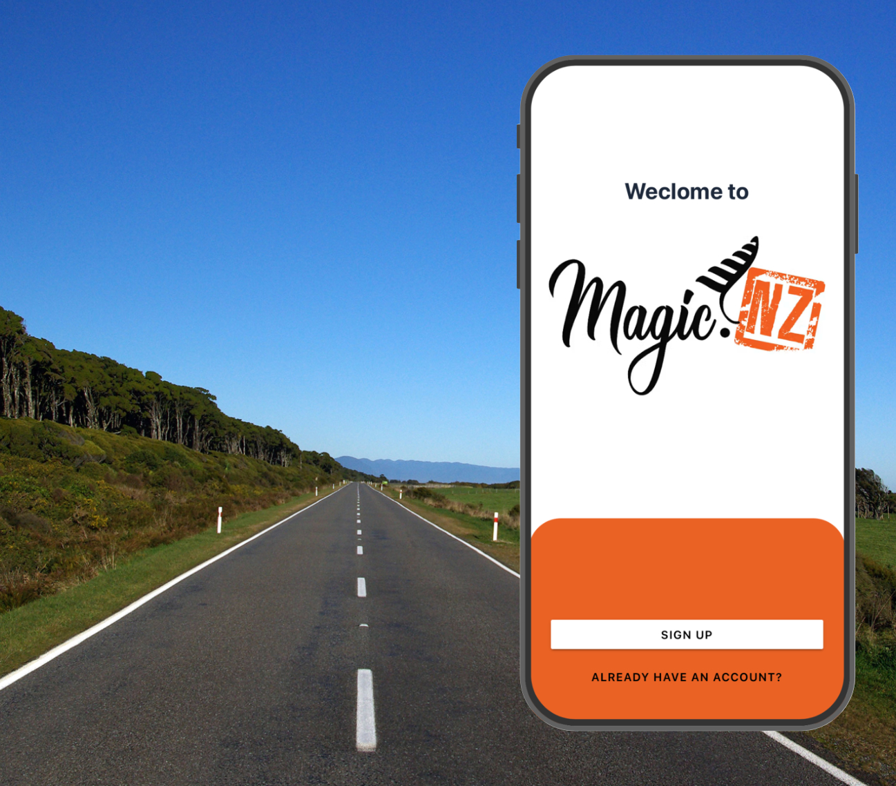 SH6 Haast with welcome page