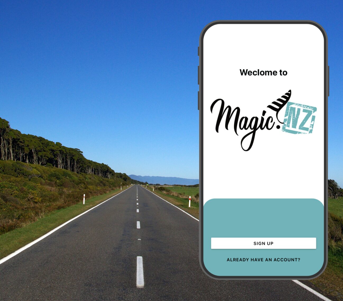 SH6 Haast with welcome page